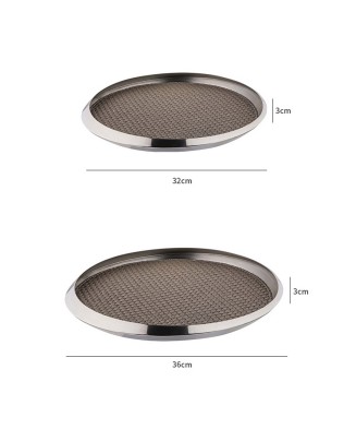 Stainless Steel Leather Round Bedside Tray