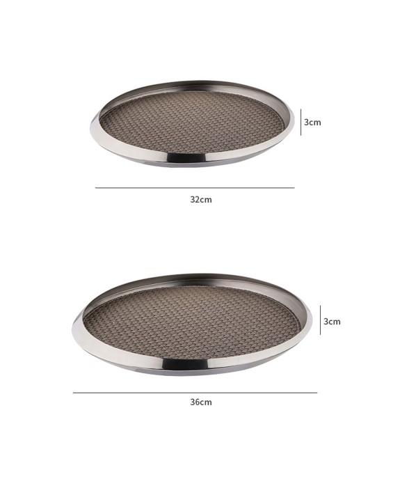 Stainless Steel Leather Round Bedside Tray