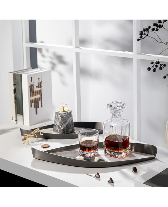 Stainless Steel Leather Special-Shaped Bedside Tray