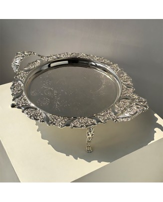 Electroplated Silver High-Legged Tray