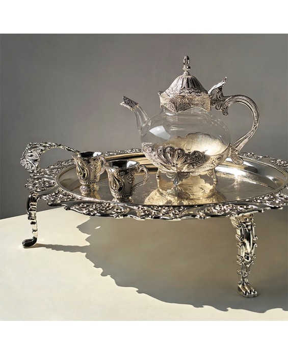 Electroplated Silver High-Legged Tray