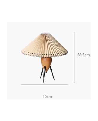 Solid Wood Medieval Style Pleated Table Lamp
