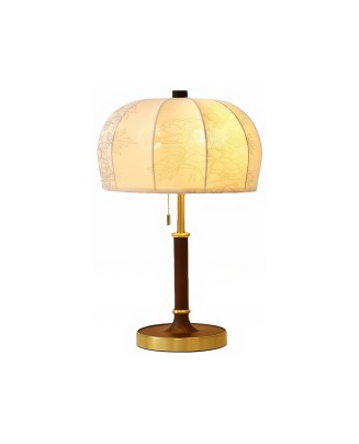 White Wax Solid Wood Bedroom Retro Table Lamp