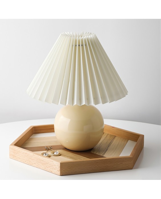Retro Bedside Pleated Table Lamp
