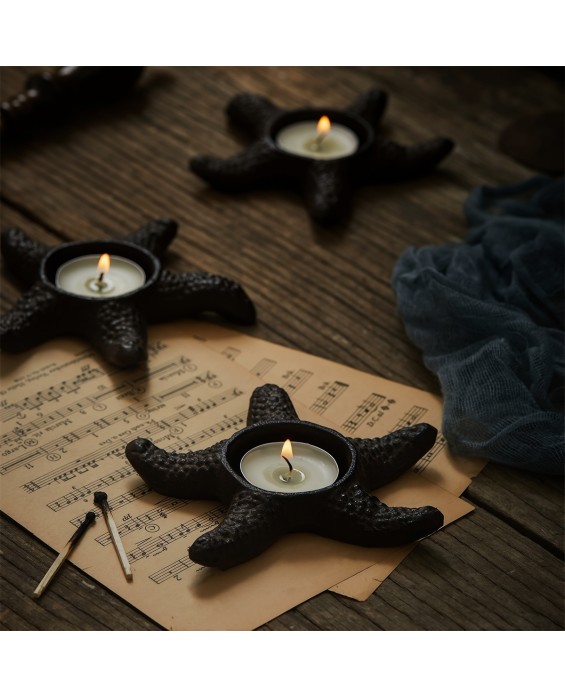 Distressed Cast Iron Starfish Candlestick