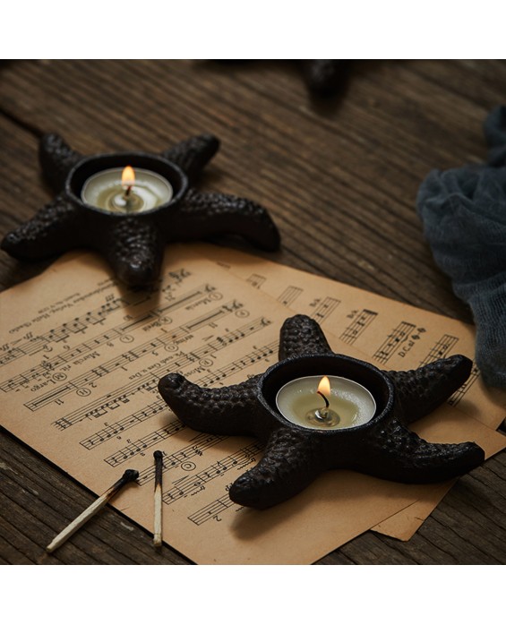 Distressed Cast Iron Starfish Candlestick