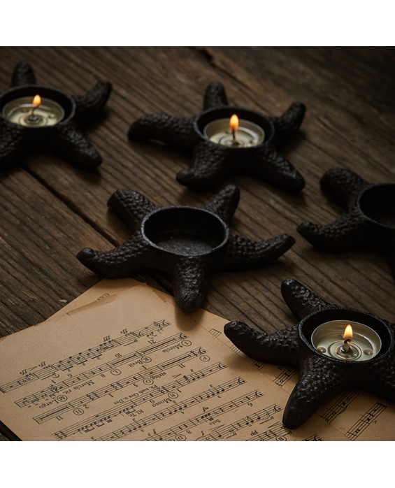 Distressed Cast Iron Starfish Candlestick