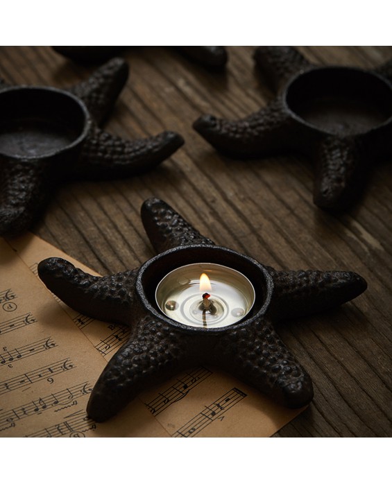 Distressed Cast Iron Starfish Candlestick