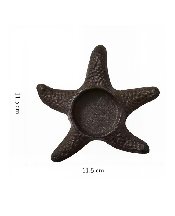 Distressed Cast Iron Starfish Candlestick