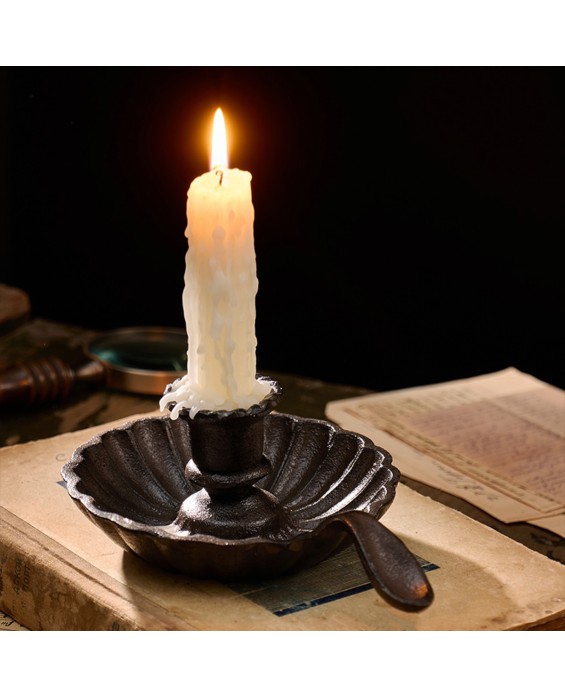 Retro European Cast Iron Candle Holder