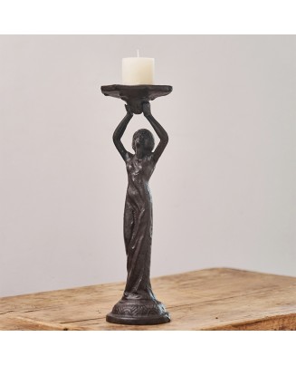 Retro Human-Shaped Cast Iron Candlestick