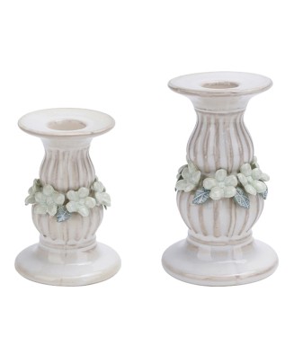 White Ceramic Pillar Candlestick