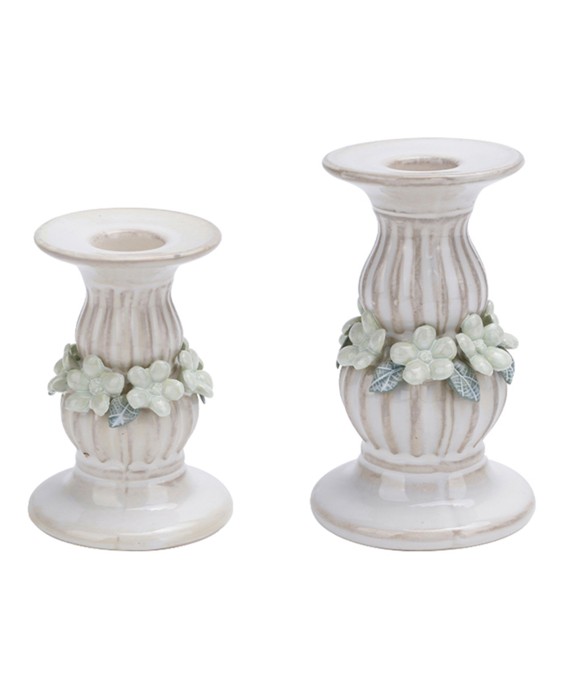 White Ceramic Pillar Candlestick