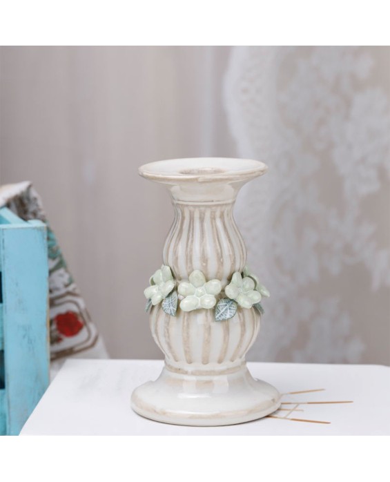 White Ceramic Pillar Candlestick
