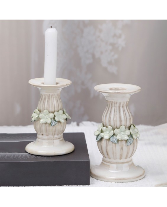 White Ceramic Pillar Candlestick