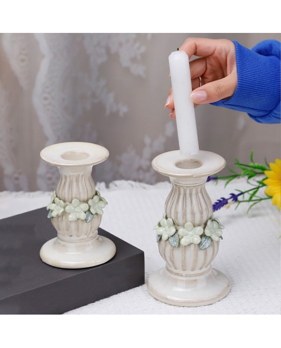 White Ceramic Pillar Candlestick