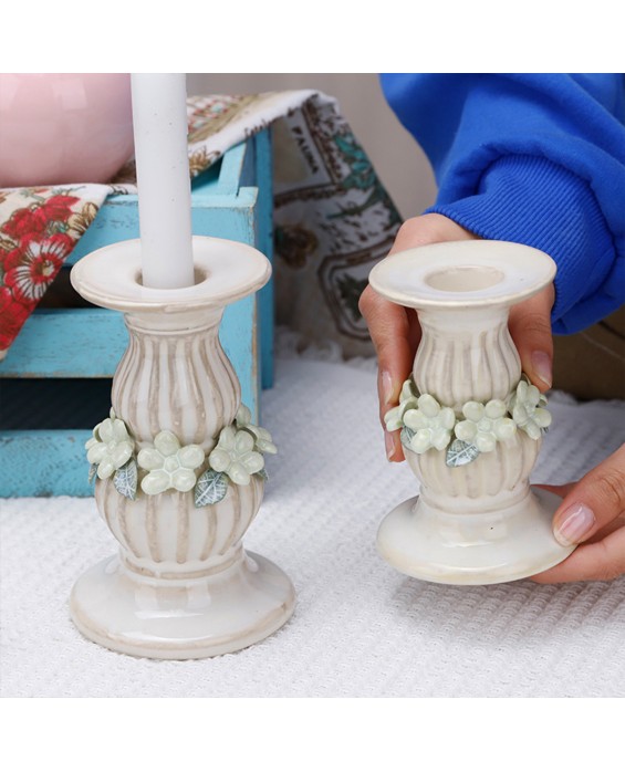 White Ceramic Pillar Candlestick