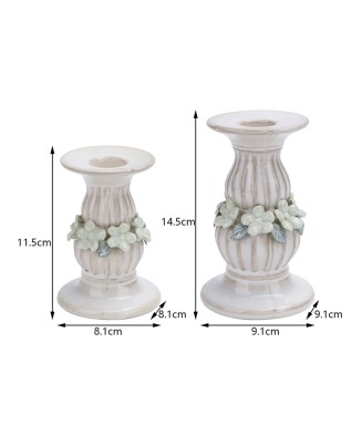 White Ceramic Pillar Candlestick