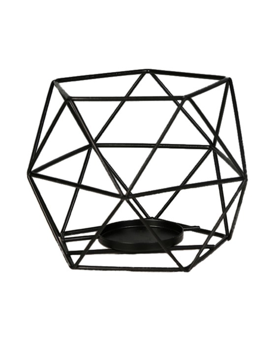 Black Metal Wire Candle Pillar Holder