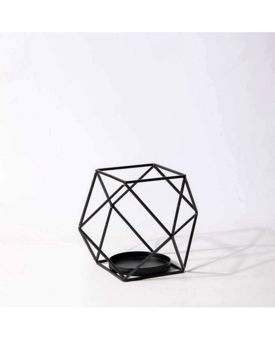 Black Metal Wire Candle Pillar Holder