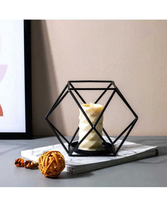 Black Metal Wire Candle Pillar Holder