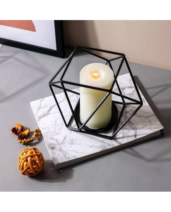 Black Metal Wire Candle Pillar Holder