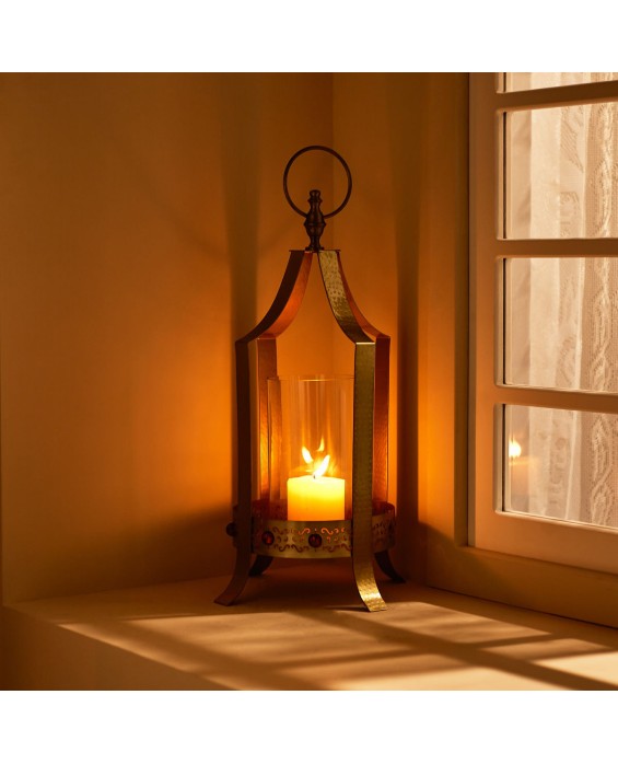 Metal Gilded Lantern Candlestick