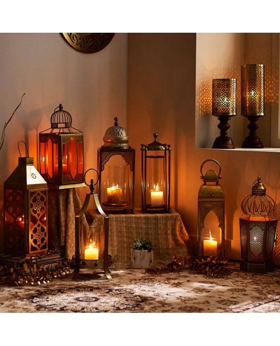 Metal Gilded Lantern Candlestick