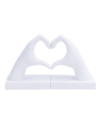 Creative White Bookend With Heart Gesture
