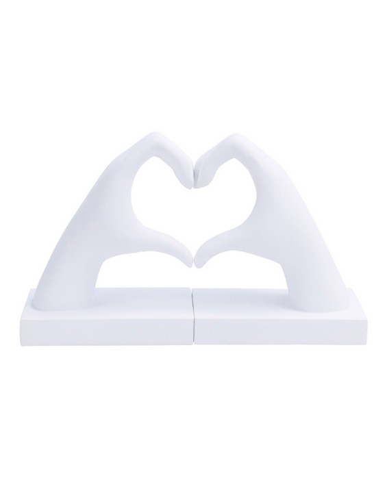 Creative White Bookend With Heart Gesture