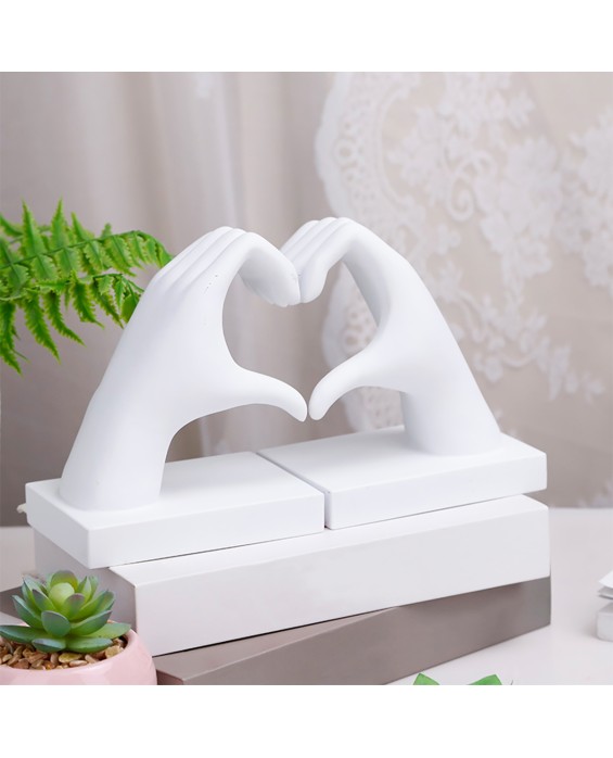 Creative White Bookend With Heart Gesture