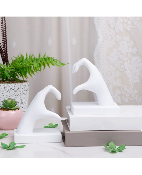 Creative White Bookend With Heart Gesture