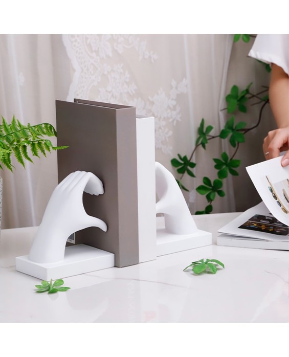 Creative White Bookend With Heart Gesture