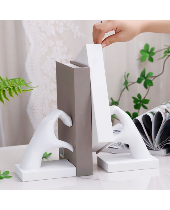 Creative White Bookend With Heart Gesture