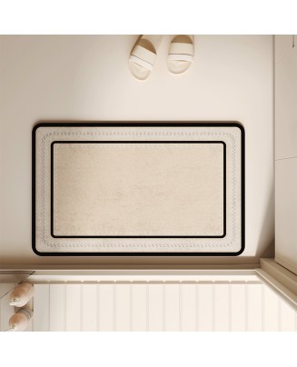 Black And White Geometric Line Bathroom Mat