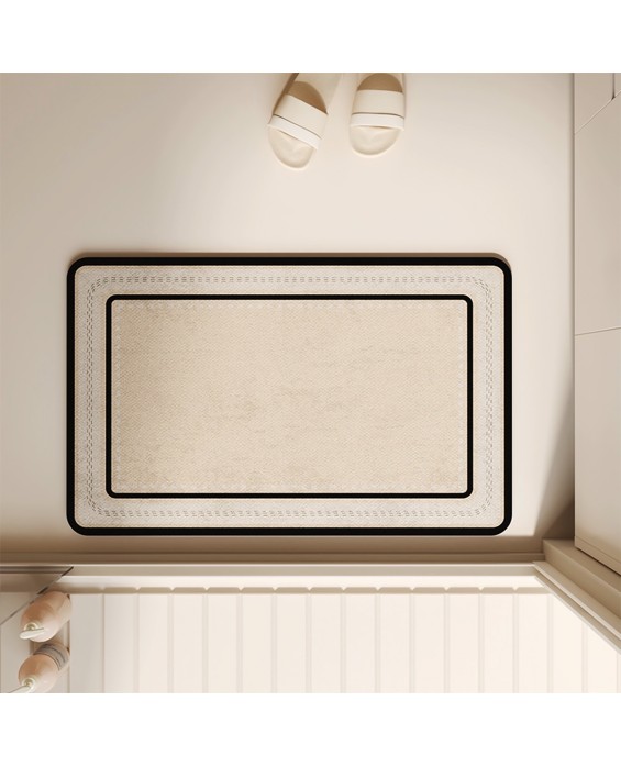 Black And White Geometric Line Bathroom Mat