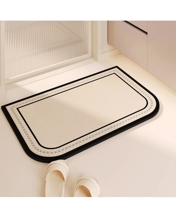 Black And White Geometric Line Bathroom Mat