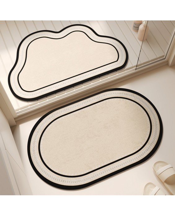 Black And White Geometric Line Bathroom Mat