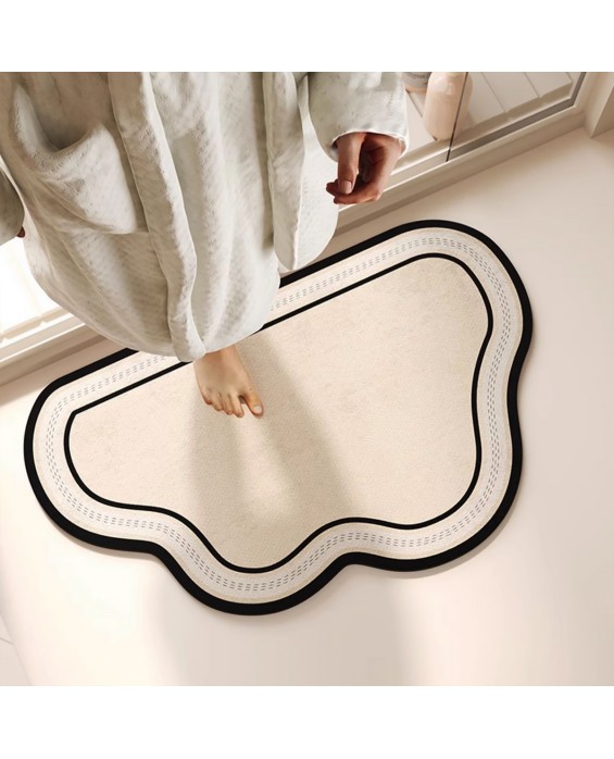 Black And White Geometric Line Bathroom Mat