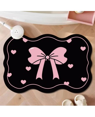 Black And Pink Soft Diatom Mud Bathroom Mat