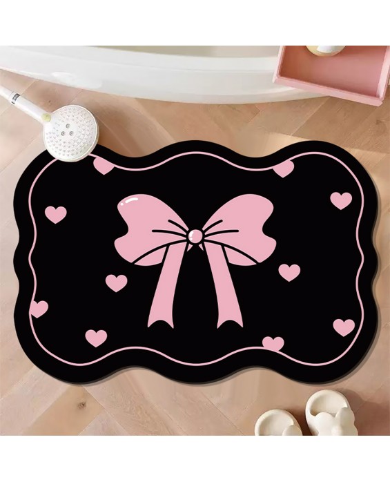 Black And Pink Soft Diatom Mud Bathroom Mat