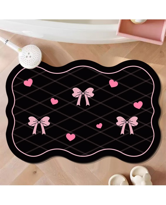 Black And Pink Soft Diatom Mud Bathroom Mat