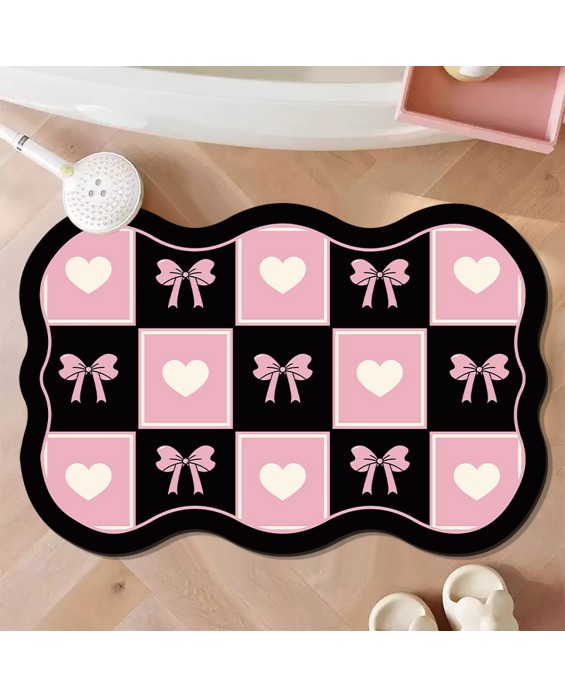 Black And Pink Soft Diatom Mud Bathroom Mat