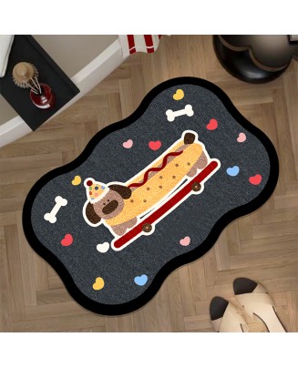 Alien Cartoon Dachshund Bathroom Mat