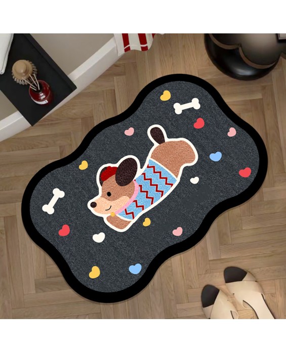 Alien Cartoon Dachshund Bathroom Mat