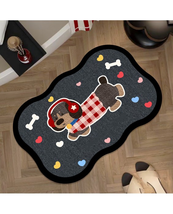 Alien Cartoon Dachshund Bathroom Mat