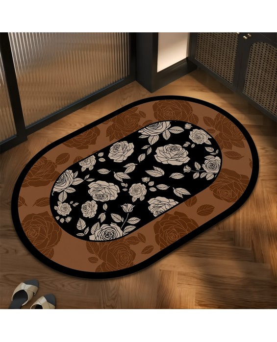 Retro Contrasting Flower Anti-Slip Floor Mat