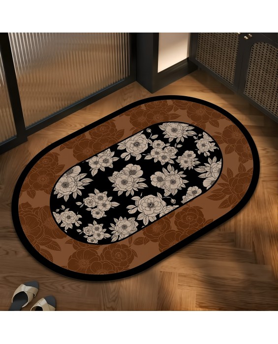 Retro Contrasting Flower Anti-Slip Floor Mat