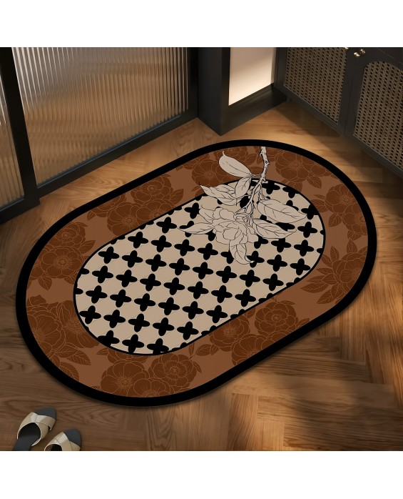 Retro Contrasting Flower Anti-Slip Floor Mat