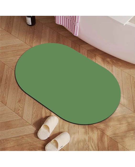 Solid Color Oval Bathroom Mat
